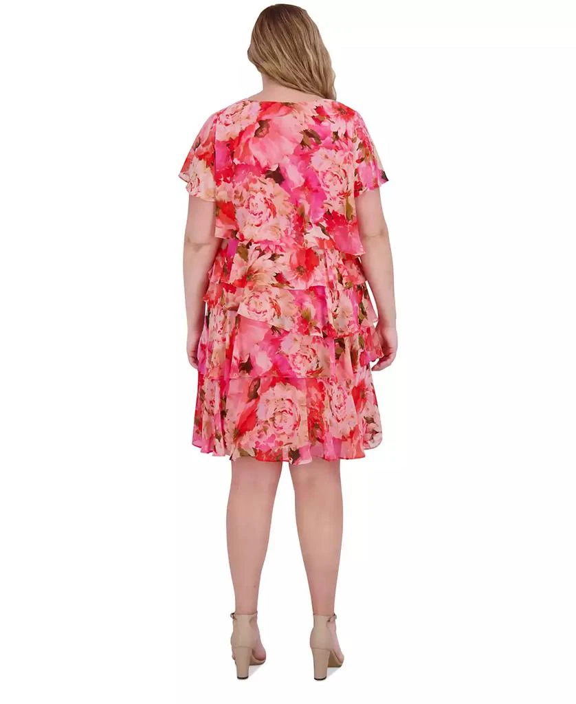 Jessica Howard Plus Size Chiffon Asymmetrical-Tiered Dress 2