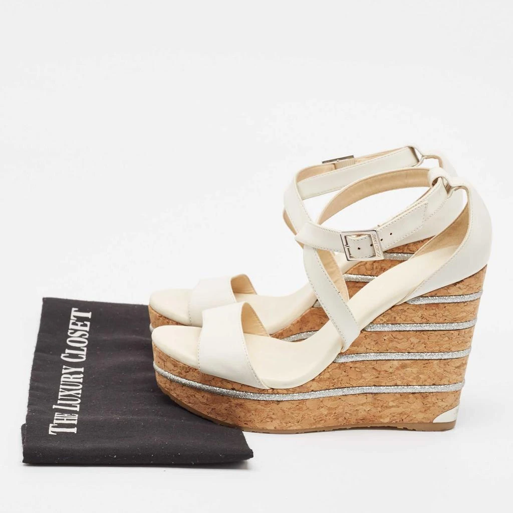 Jimmy Choo Jimmy Choo Cream Leather Wedge Sandals Size 39 9
