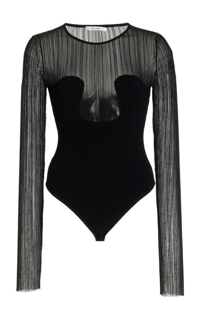 Nensi Dojaka Nensi Dojaka - Knit-Plisse Bodysuit - Black - M - Moda Operandi