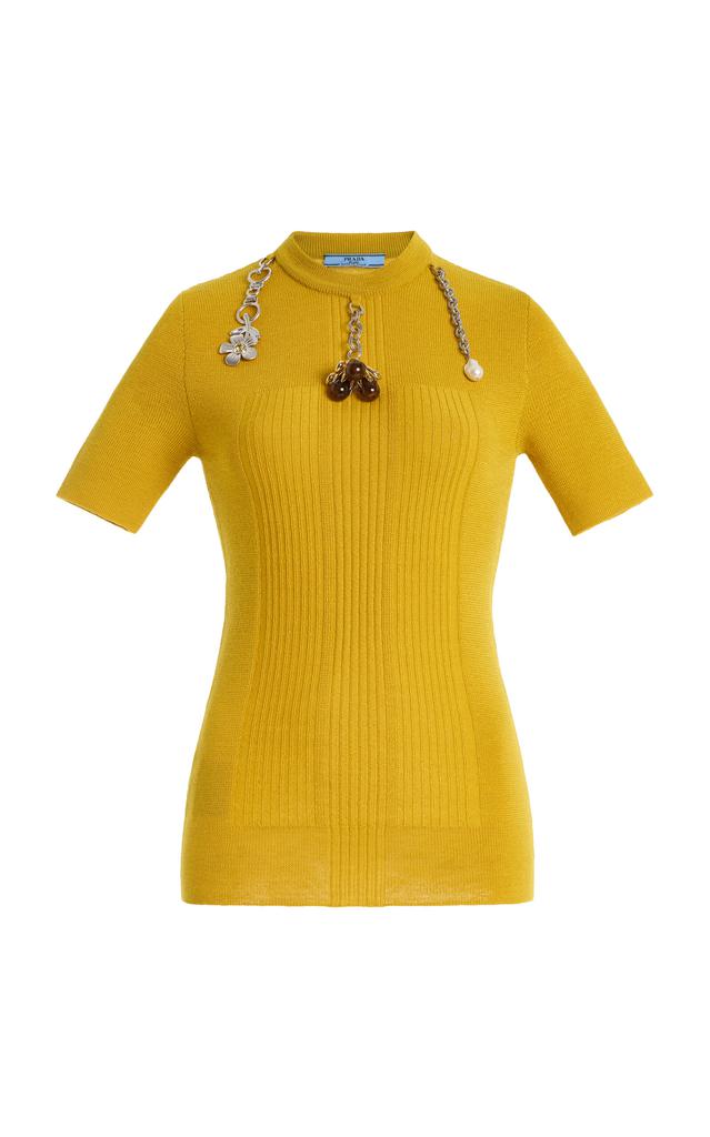 Prada Prada Charm-Detailed Knit Wool Top - Moda Operandi - Shirts