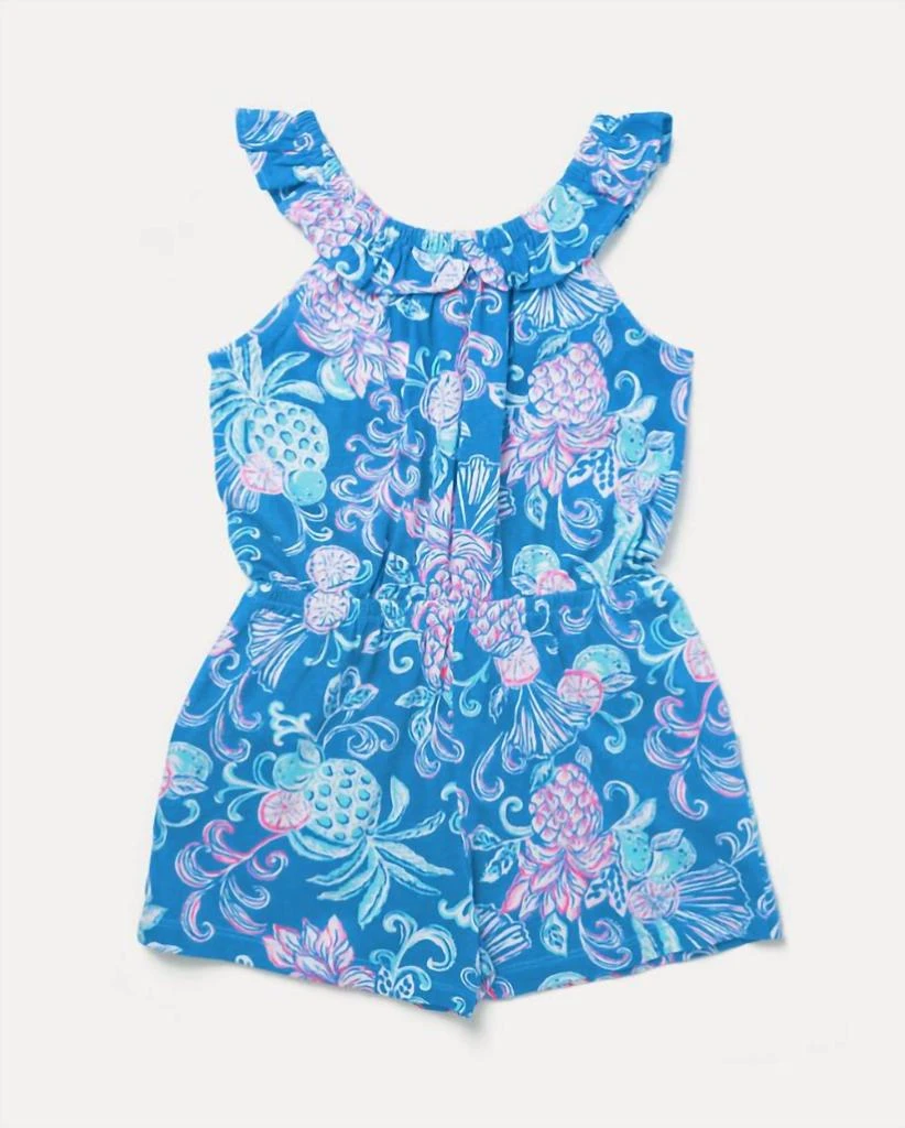 Lilly Pulitzer Girl
s Yardley Romper In Sun Washed Blue Citrus Crush