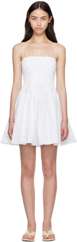 Matteau White Shirred Bodice Minidress