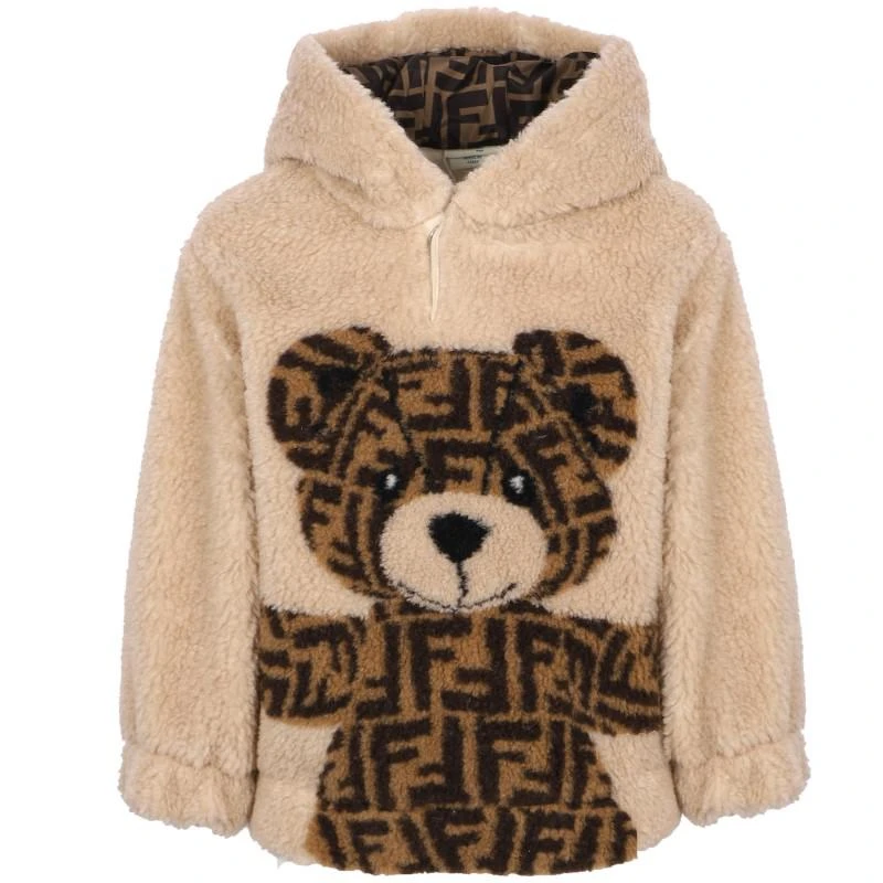 Fendi Kids Fendi bear babies beige wool sweatshirt and t shirt set 2