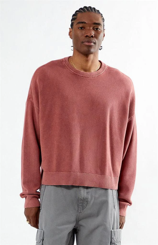 PacSun Red Textured Crew Neck Sweater 1
