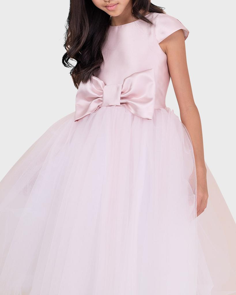 White Label by Zoe Girl's Elizabeth Satin Bow Tulle Dress, Size 2-12