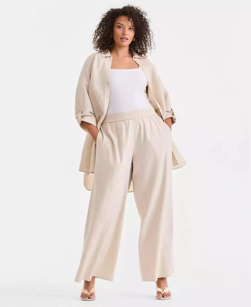 INC International Plus Size Pull-On Wide-Leg Pants, Created for Macy
s