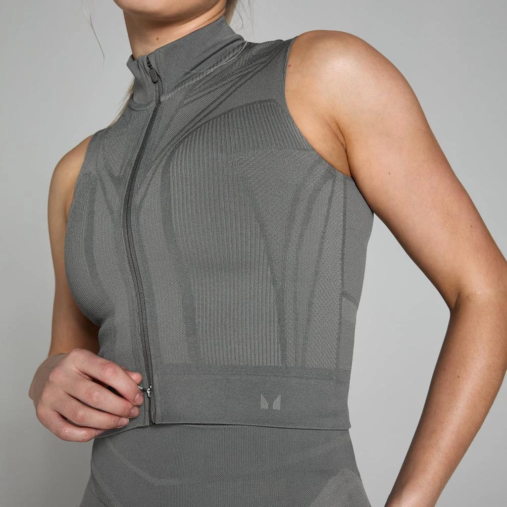 Myprotein MP Women's Tempo Ultra Geometric Seamless Zip Tank Top - Carbon 5