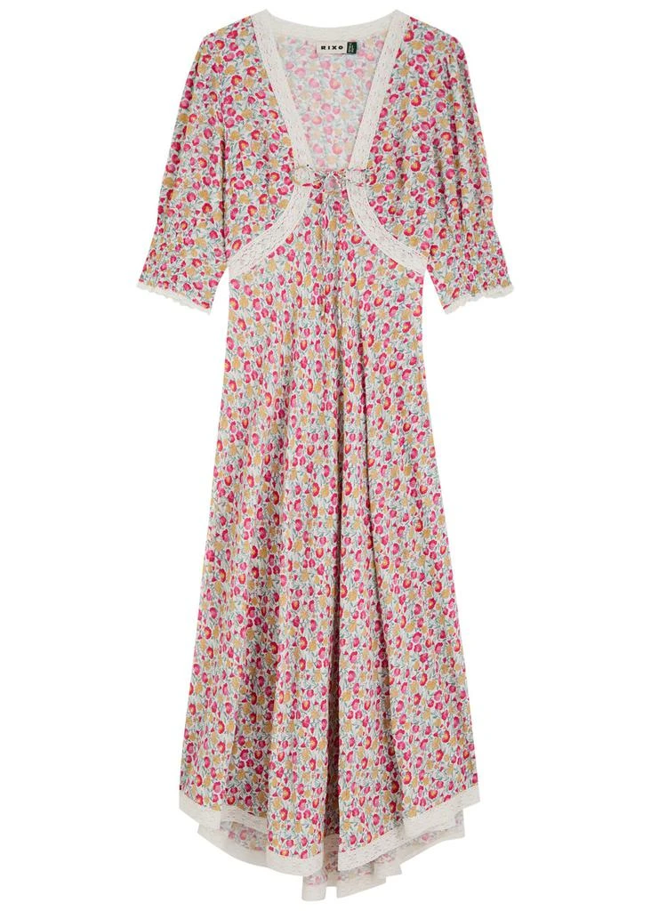 knee length dresses for ladies Amina Midi Dress in Green City Floral Olive main image 0