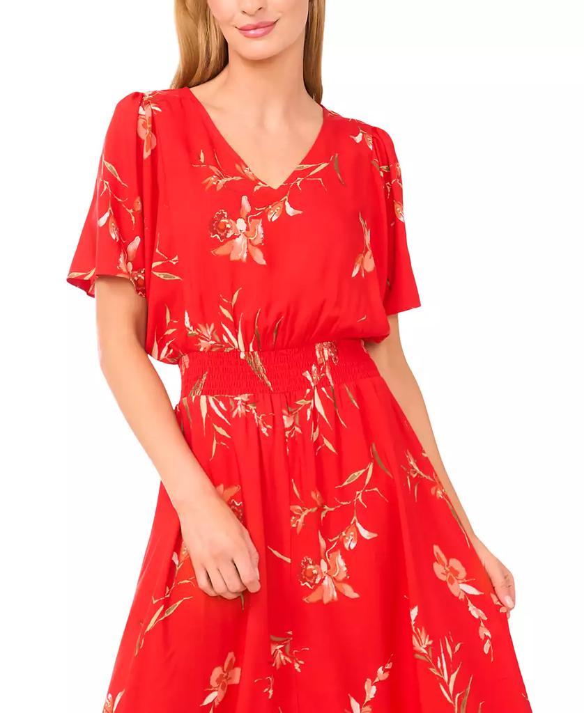 CeCe Women's V-Neck Smocked Waist Maxi Dress