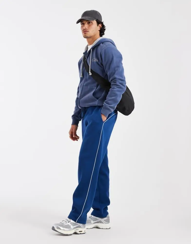 ASOS ASOS DESIGN straight leg jogger with piping in blue