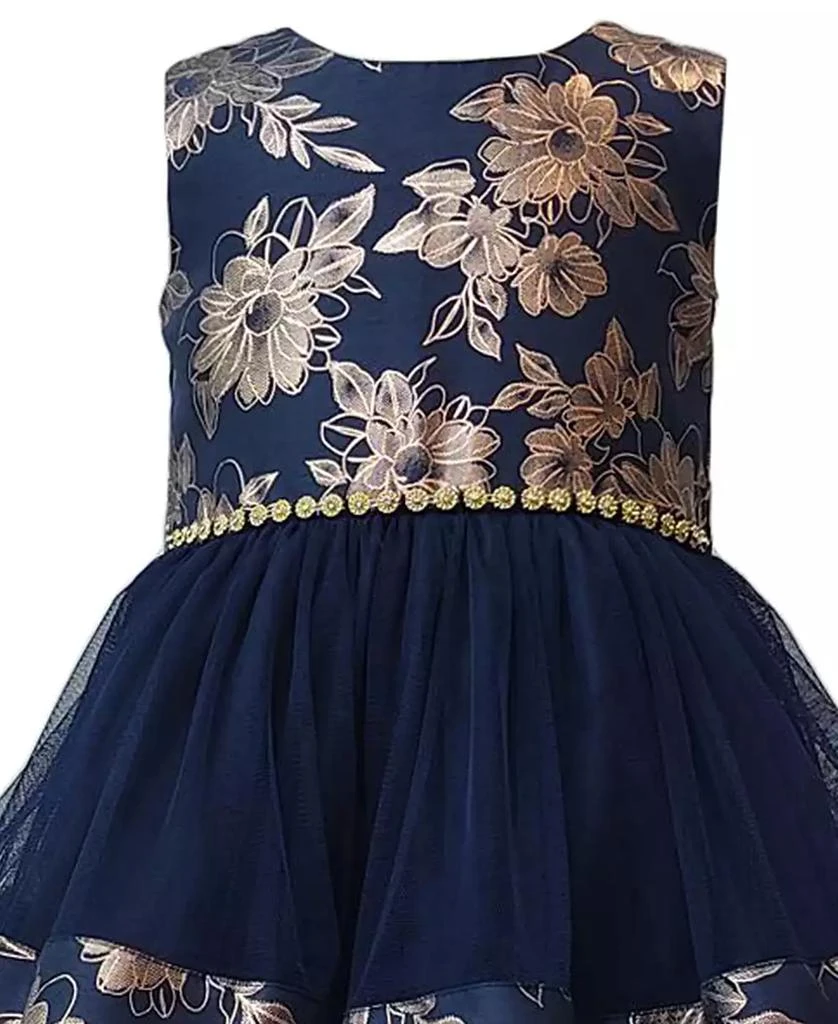 Bonnie Jean Little Girls Tiered Foiled Floral Party Dress 2