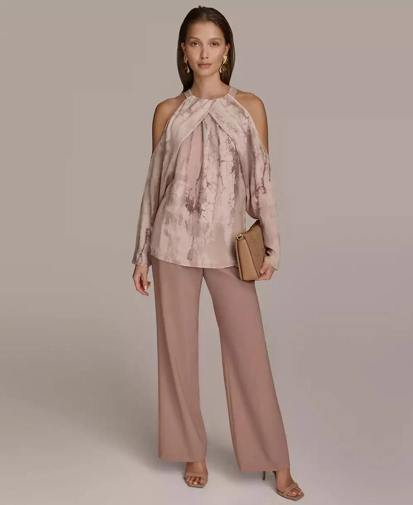 Donna Karan Women's Long Sleeve Printed Cold-Shoulder Top 4