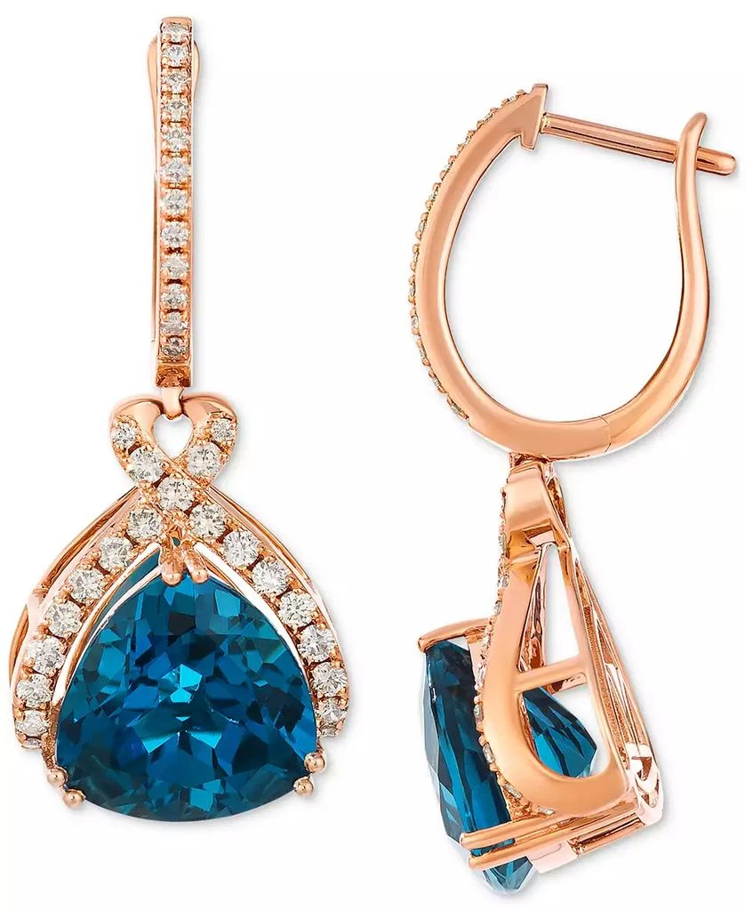 Le Vian London Blue Topaz (12 ct. t.w.) 
Nude Diamonds (7/8 ct. t.w.) Charm Hoop Earrings in 14k Rose Gold 2