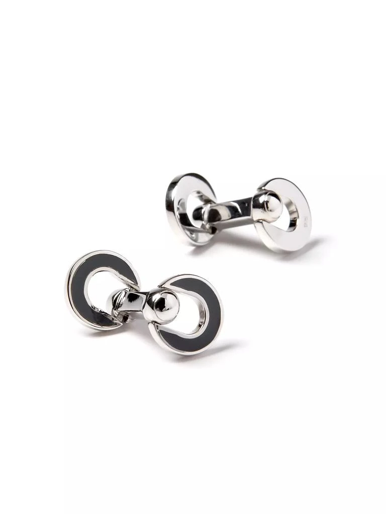 Jan Leslie Horseshoe Sterling Silver &amp; Enamel Cufflinks 1