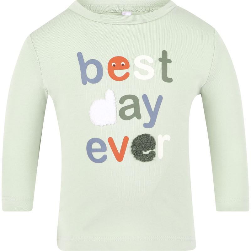 NAME IT® Best day ever long sleeved organic t shirt in light green