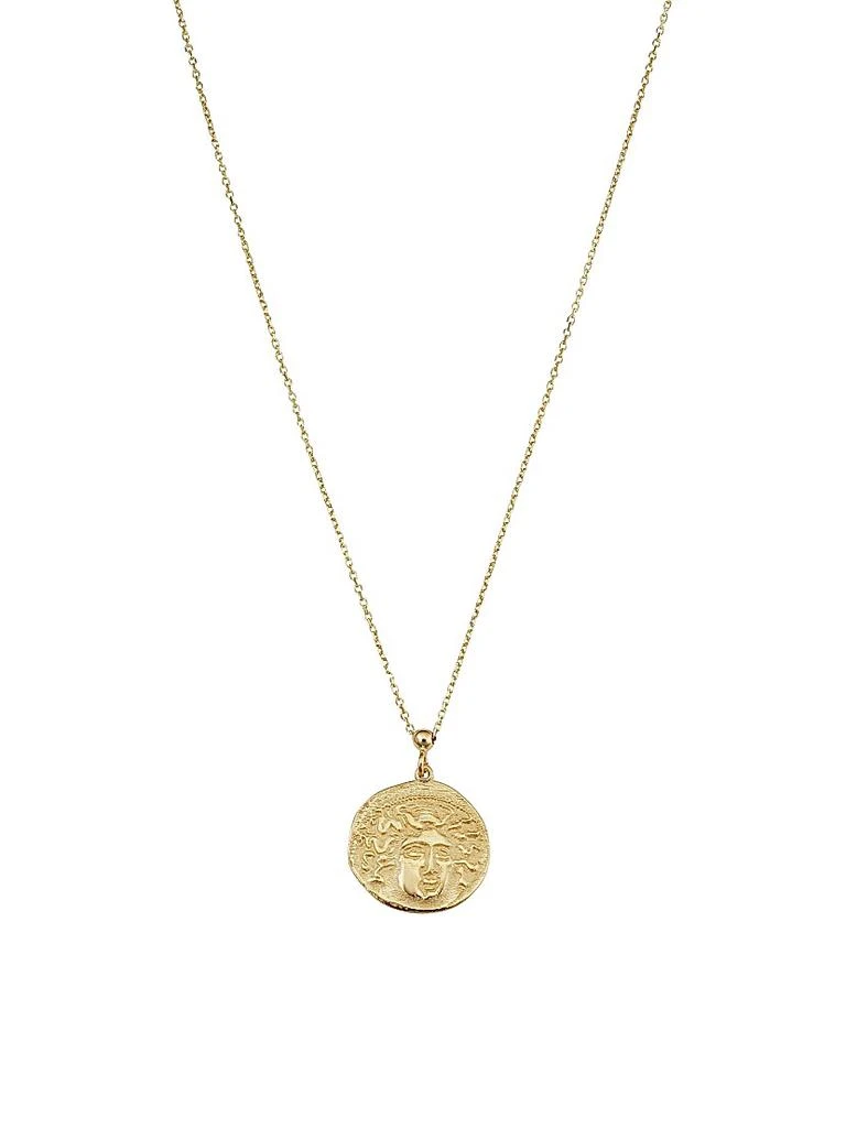 Oradina 14K Yellow Gold Greek Medusa Medallion Necklace 1