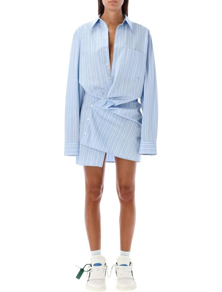 Off-White Off-White Striped Long-Sleeved Shirt Dress 1