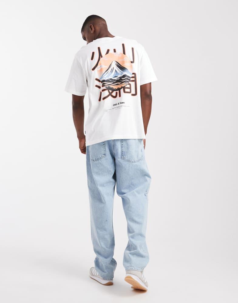 Only & Sons ONLY & SONS relaxed fit t-shirt with mountain view back print in white