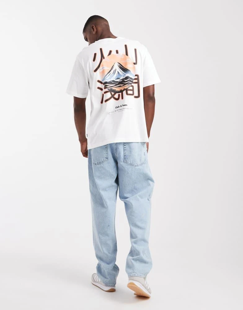 Only & Sons ONLY & SONS relaxed fit t-shirt with mountain view back print in white 2