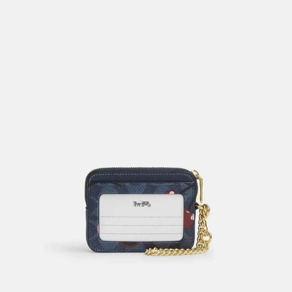 Coach Zip Card Case In Signature Canvas With Cherry Print 2