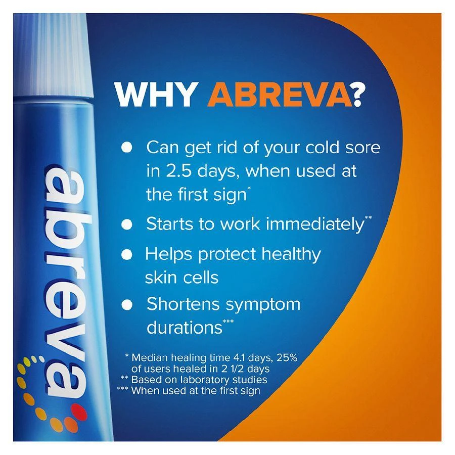 Abreva Docosanol 10% Cold Sore Cream Tube 8