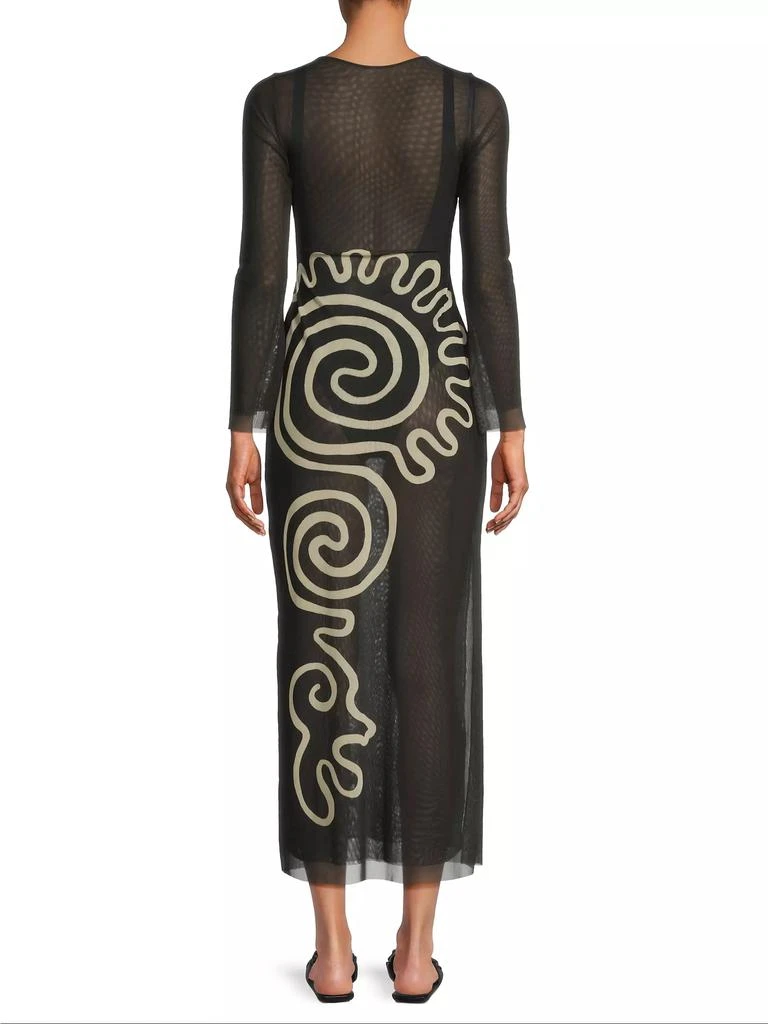 Cala de la Cruz Tania Abstract Sheer Midi-Dress 5