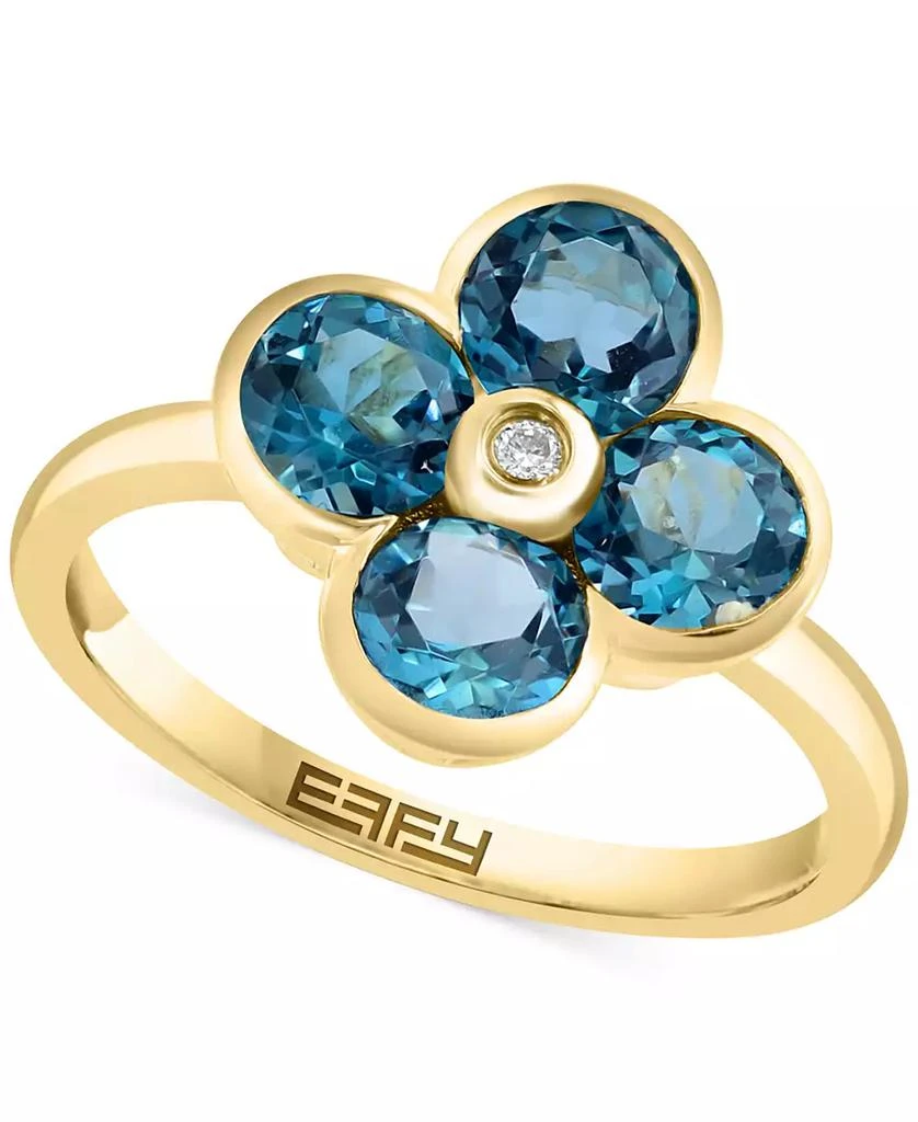 Effy EFFY® Citrine (2-1/6 ct. t.w.) 
Diamond Accent Flower Statement Ring in 14k Yellow Gold (Also in Blue Topaz) 1