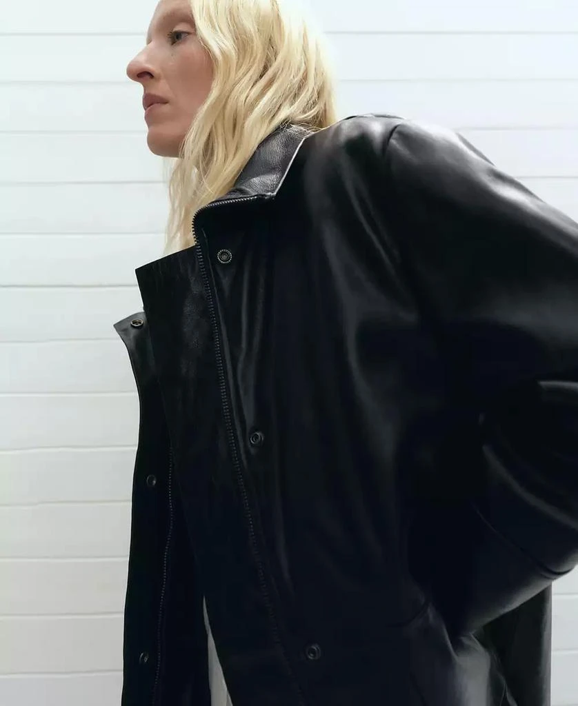Mango Women's Oversize Leather Jacket 5