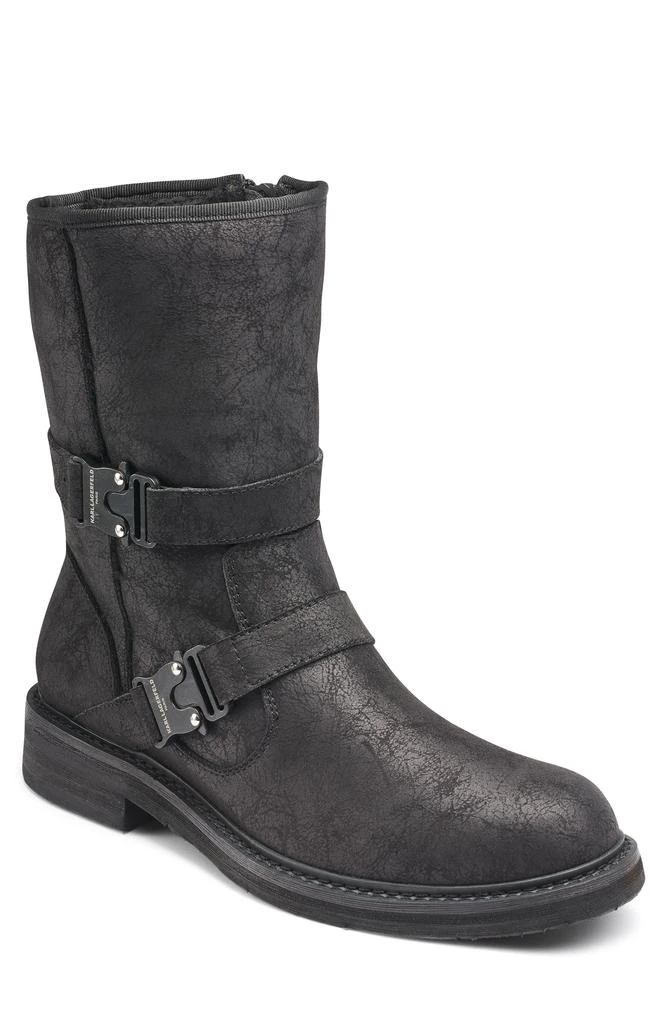 KARL LAGERFELD Faux Shearling Lined Double Buckle Boot 1