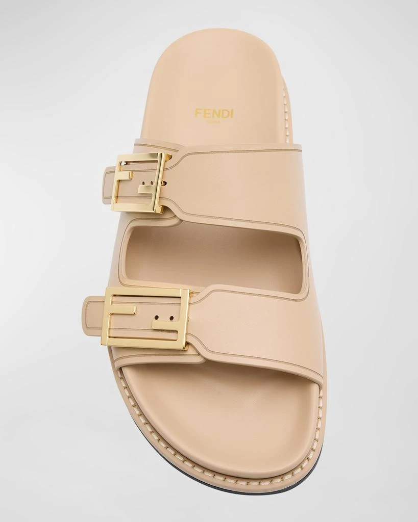 Fendi F Buckle Leather Slide Sandals 6