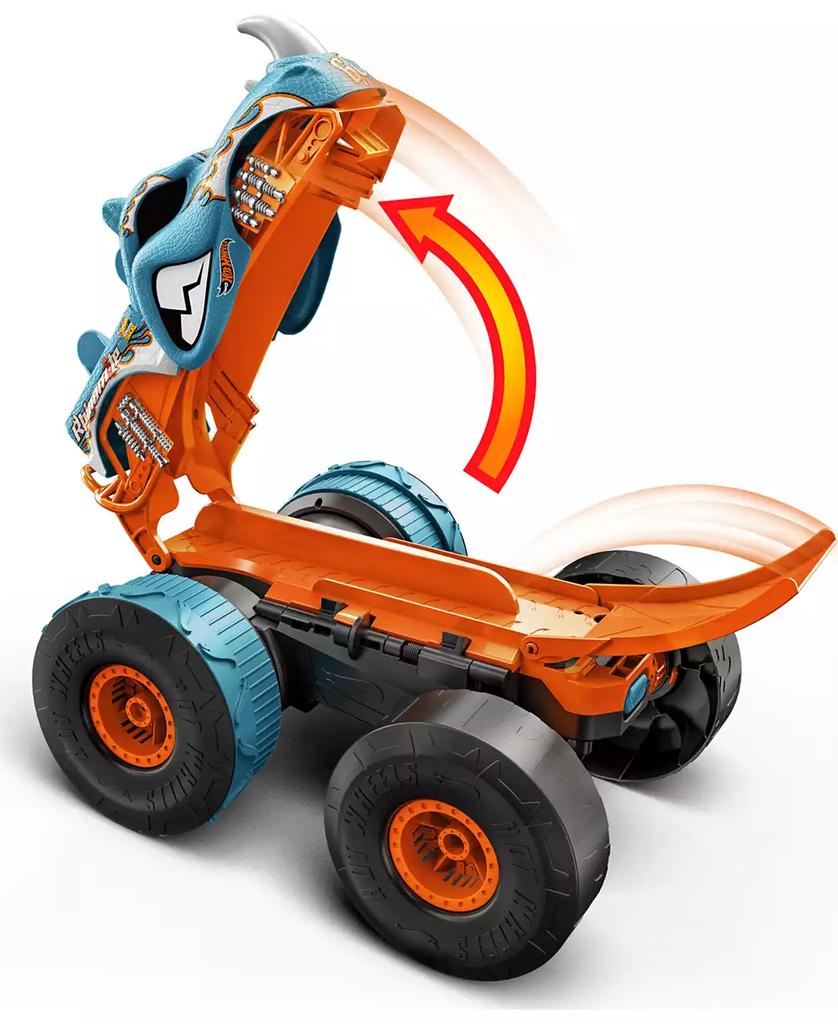 Hot Wheels Monster Trucks HW Changing Rhinomite RC in 1:12 Scale with 1:64 Scale Toy Truck