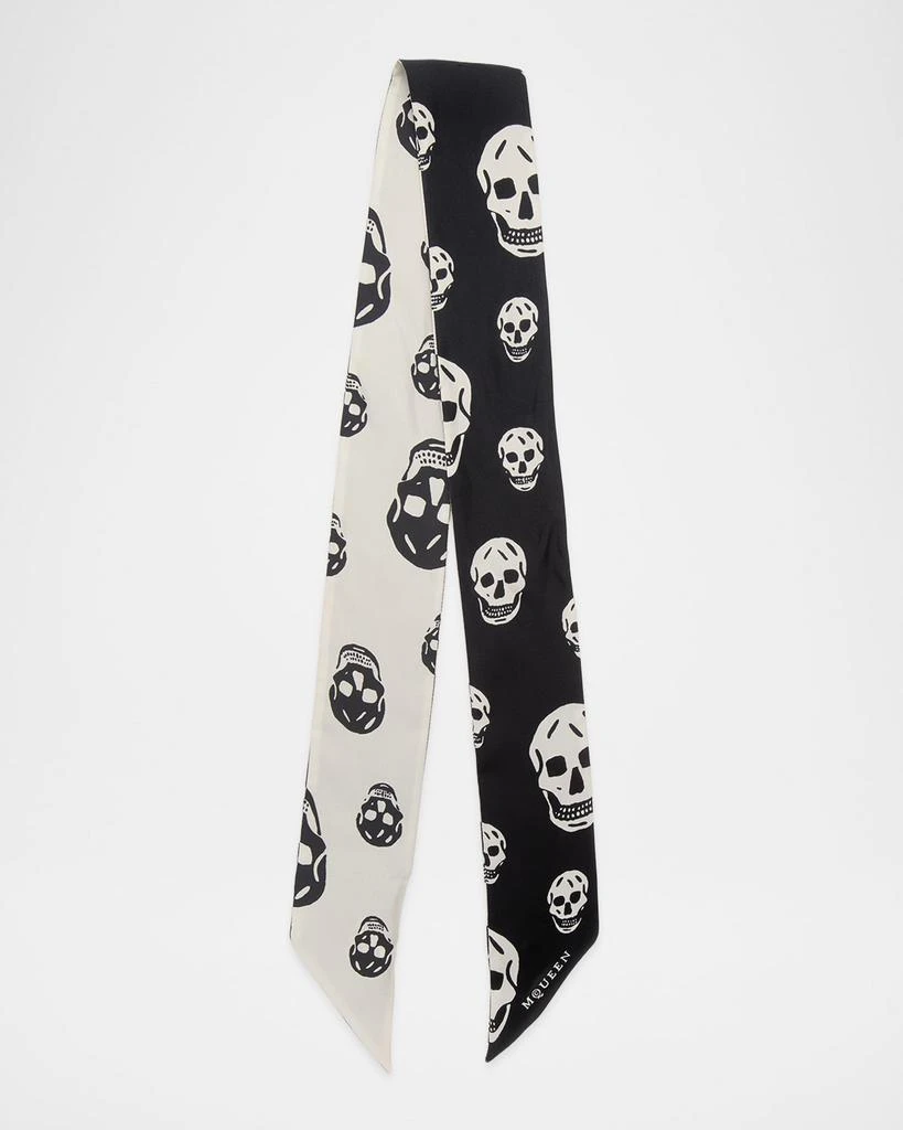 McQueen Silk Twill Ribbon Skull Scarf