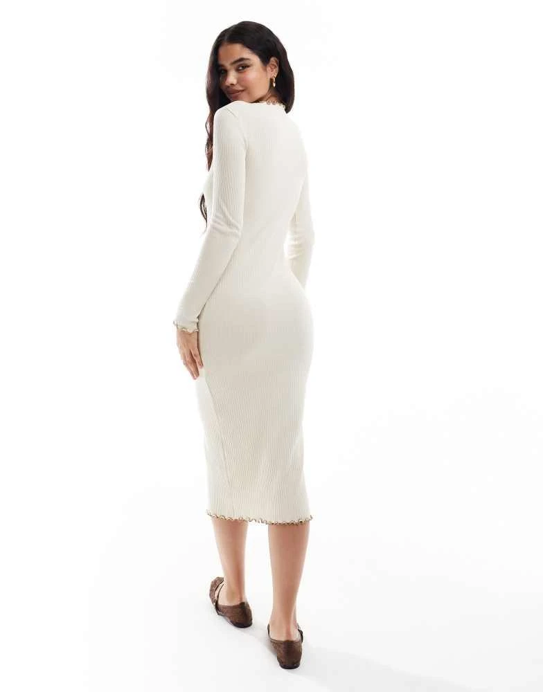 knee length dresses for ladies The Rib-Knit Cap-Sleeve Midi Dress main image 0