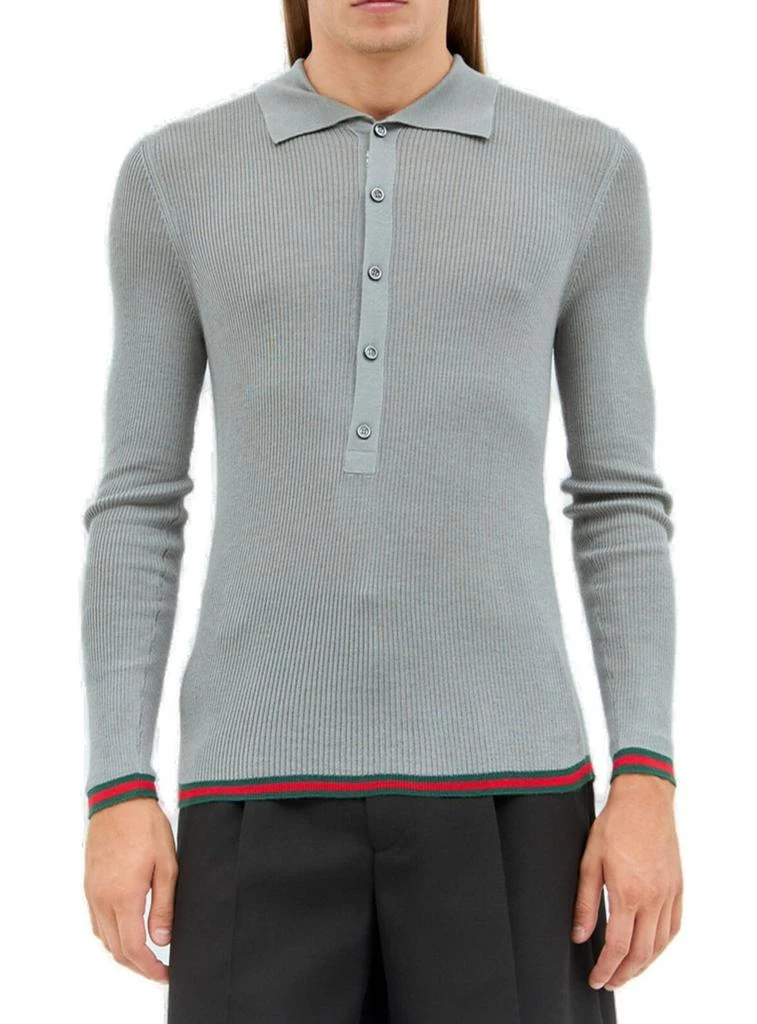 Gucci Gucci Slim Fit Fine Ribbed Polo Shirt 1