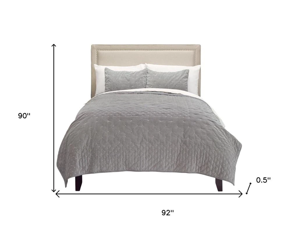 Hivvago Gray Polka Dots Queen Quilt 5