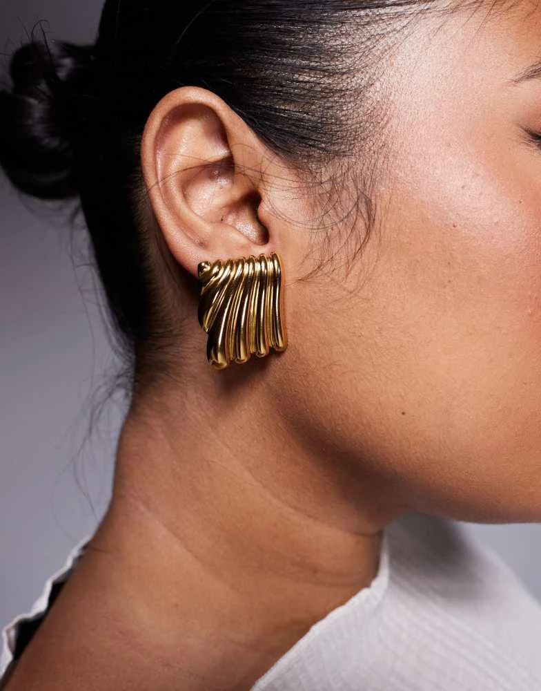 8 Other Reasons 8 Other Reasons ridge vintage inspired earrings in gold 3