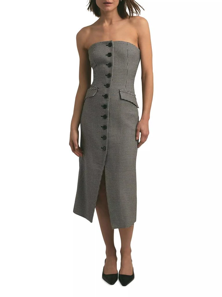 Favorite Daughter Phoebe Houndstooth Strapless Midi-Dress 3