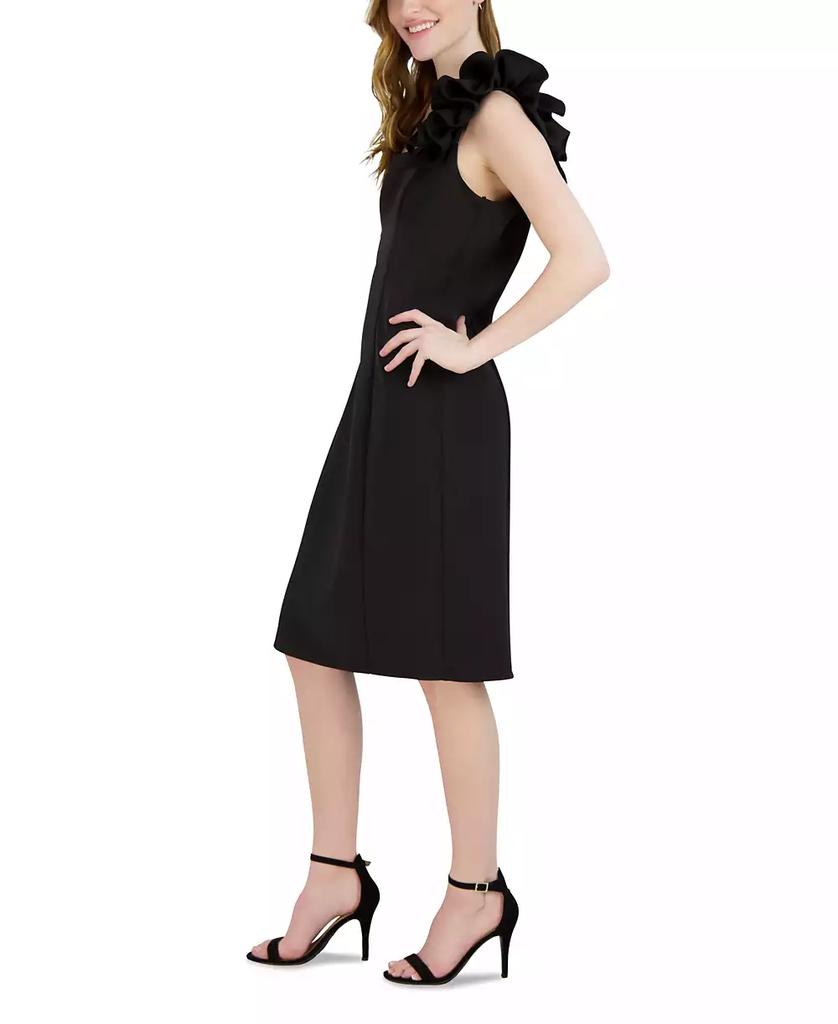Donna Ricco Women's Ruffled-Shoulder Sleeveless Dress