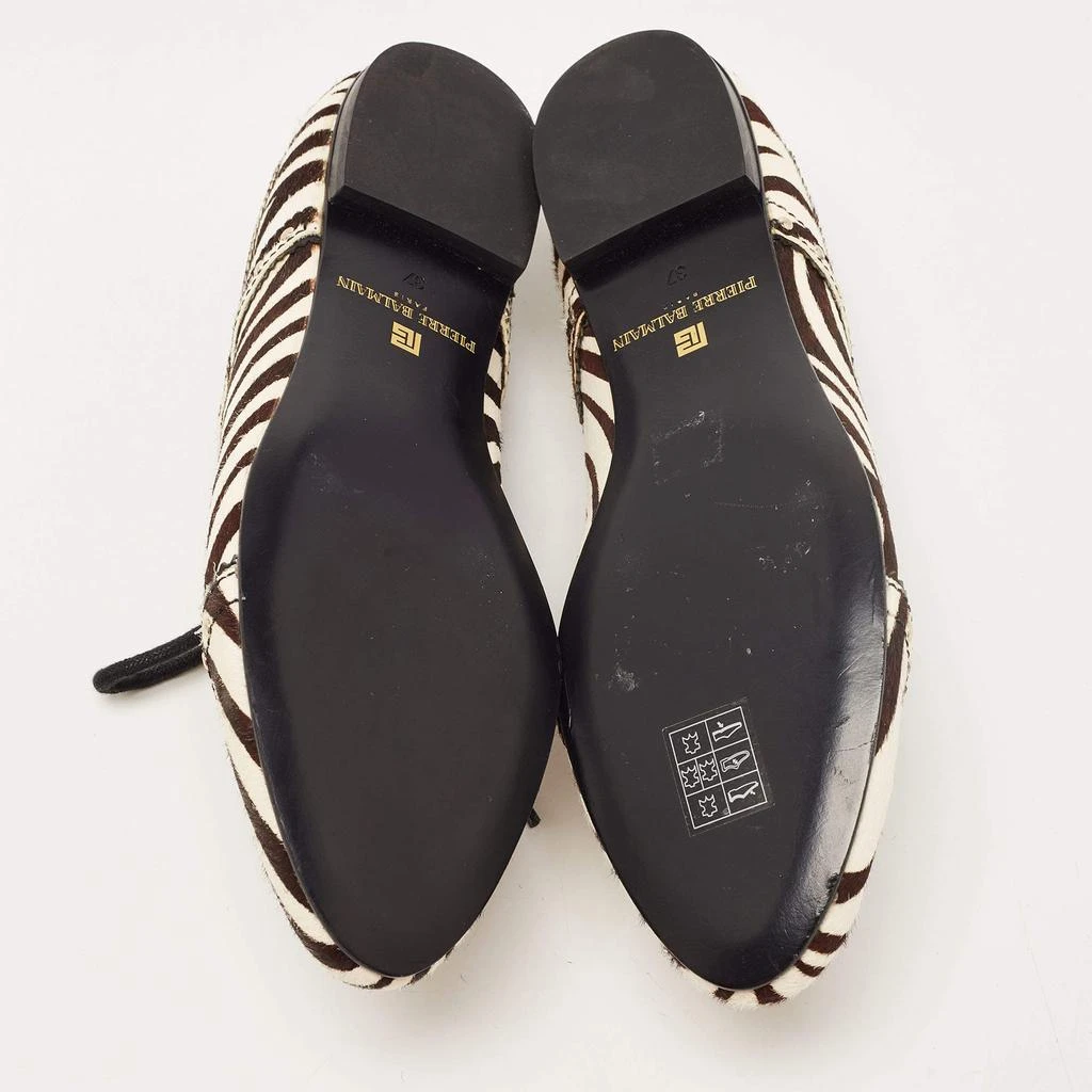 PIERRE BALMAIN Pierre Balmain Black/ White Zebra Print Pony Hair and Leather Studded  Lace Up Oxfords Size 37 6