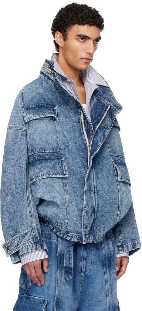Hed Mayner Blue Flap Pocket Denim Jacket