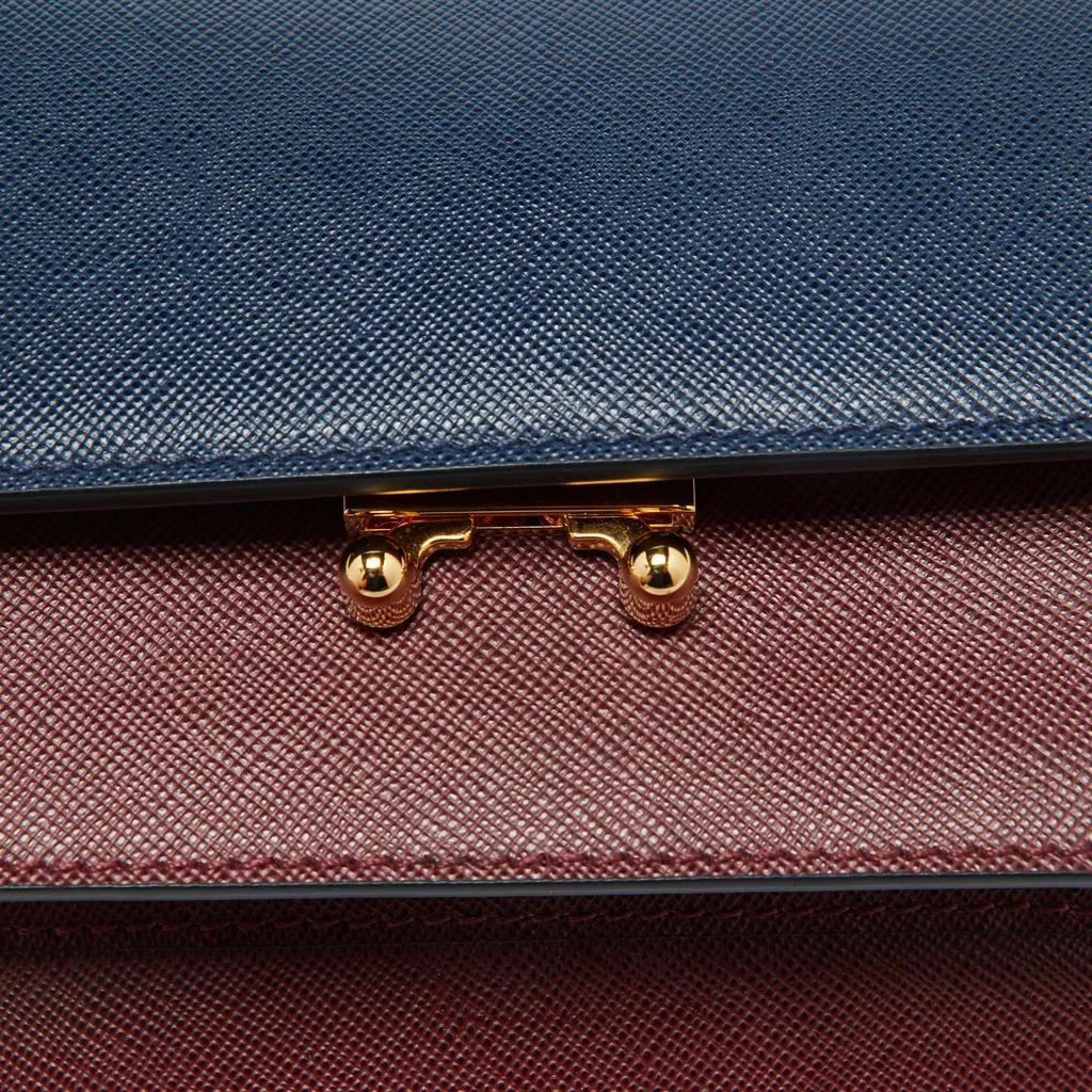 Marni Marni Burgundy/Navy Blue Leather Trunk Shoulder Bag 6