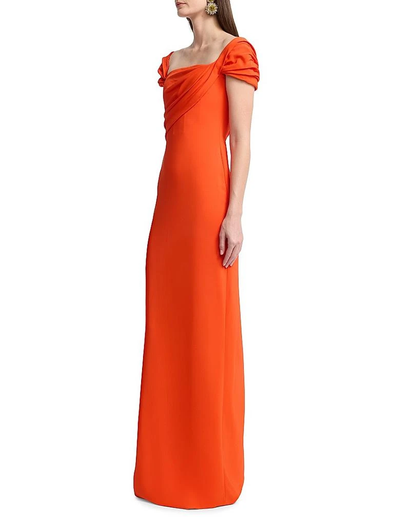 Oscar de la Renta Cady Draped Cap-Sleeve Gown 4