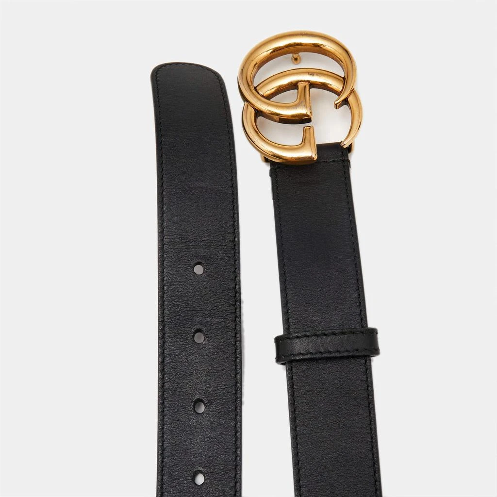 Gucci Gucci Black Leather GG Marmont Buckle Belt 70CM 2