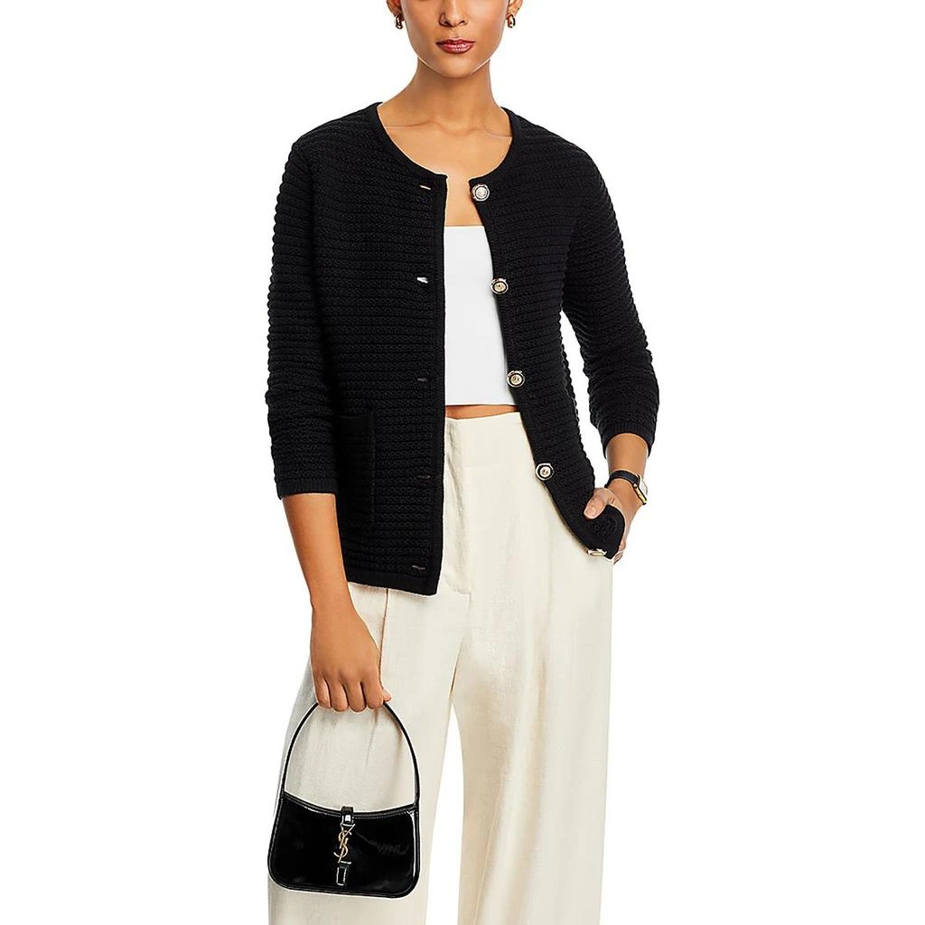 Sioni Womens Ribbed Knit Button-Down Cardigan Sweater 1