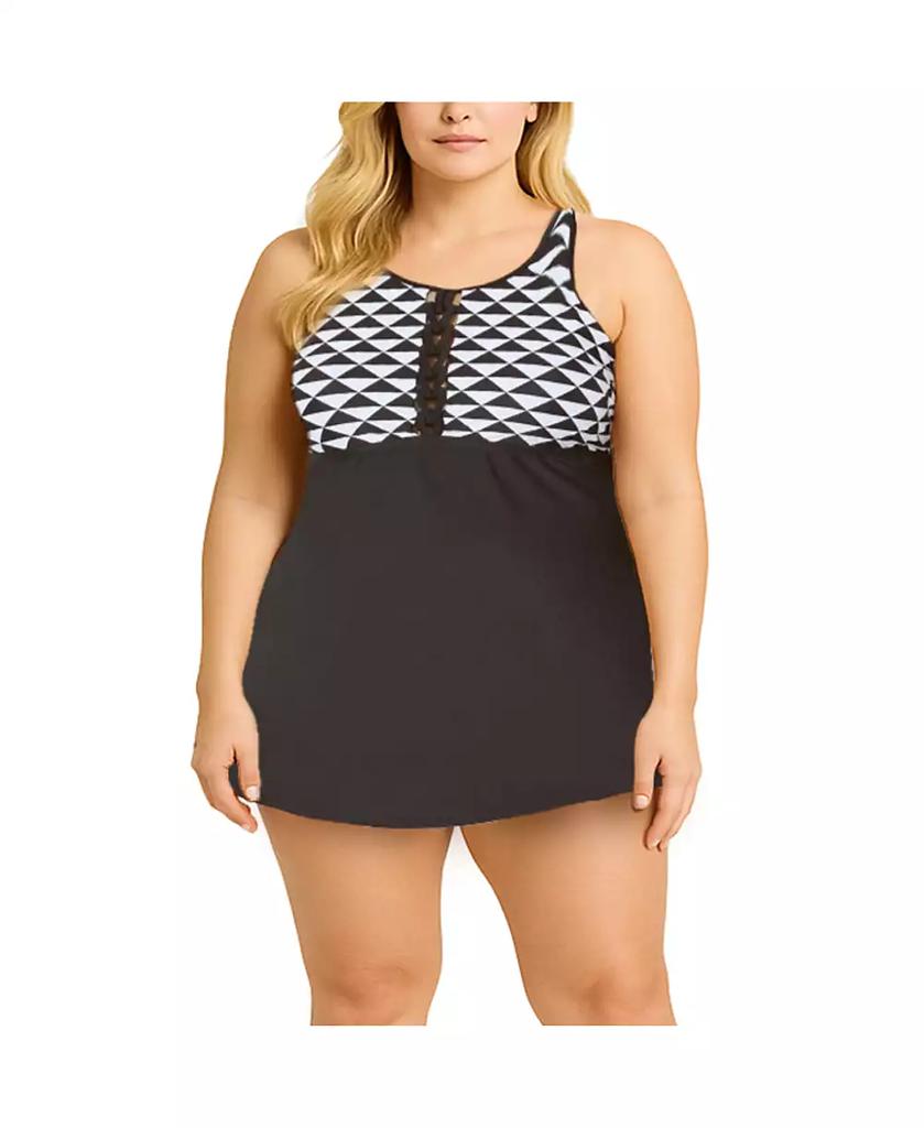 Swimsuits for All Women's Macrame High Neck Swimdress
