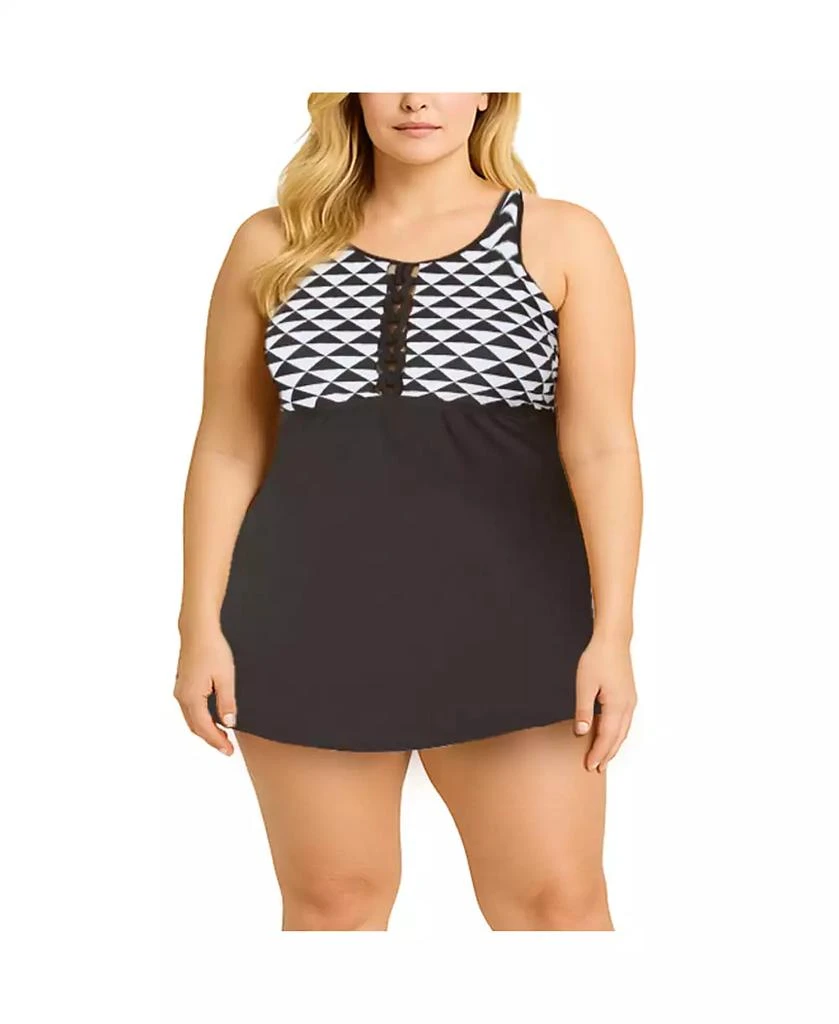 Swimsuits for All Women's Macrame High Neck Swimdress 1
