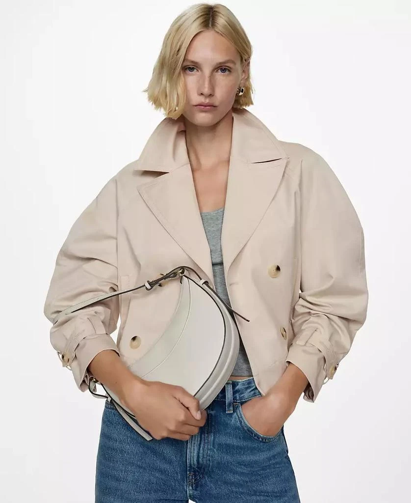 Mango Women's Lapels Detail Cropped Trench Coat 1