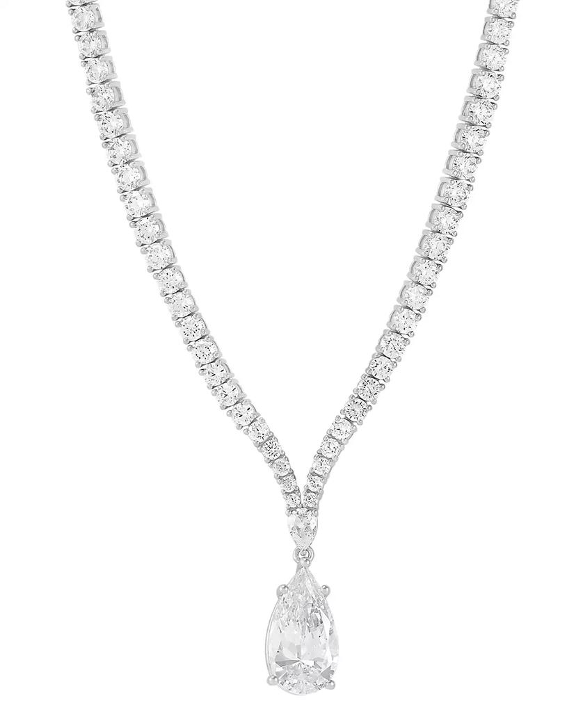 Arabella Cubic Zirconia Pear 
Round 18" Fancy Pendant Necklace in Sterling Silver