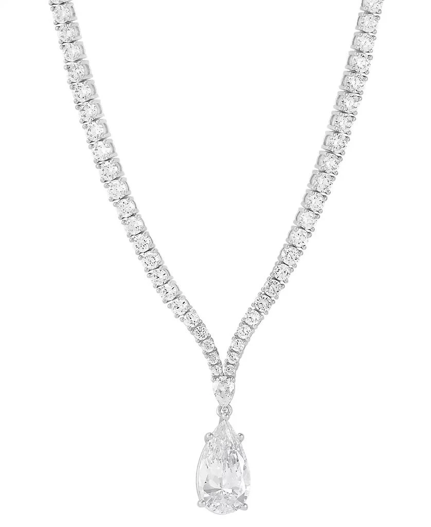 Arabella Cubic Zirconia Pear & Round 18" Fancy Pendant Necklace in Sterling Silver 1