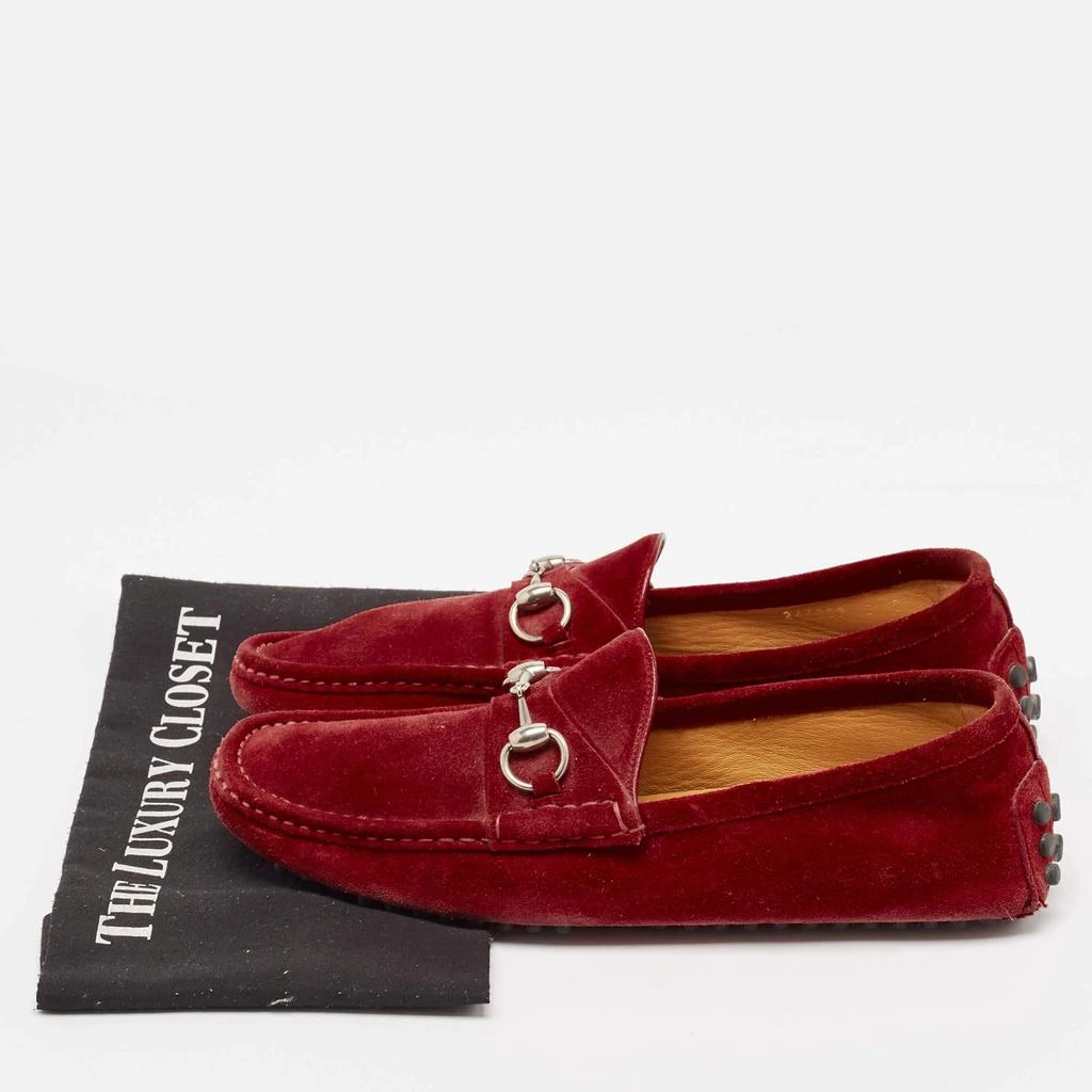 Gucci Gucci Red Suede Horsebit Slip On Loafers Size 41 9